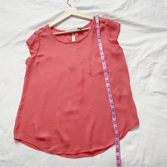Joie Hot Pink Silk Capped Sleeve Pocket Tee - Picture 3 of 10